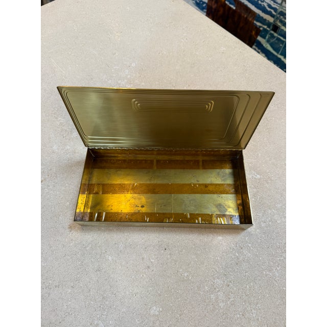 Vintage Brass Rectangular Lidded Box For Sale - Image 10 of 11