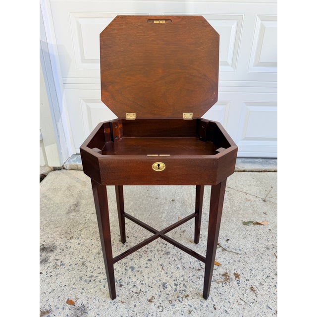 Wood George III Flame Mahogany Work Table With Satinwood Band For Sale - Image 7 of 11