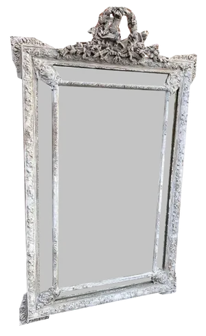 19th Century French Carved Wood & Gesso Mirror