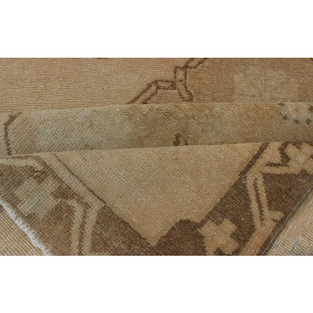 Vintage Turkish Oushak Runner Neutral and Warm Colors With Tribal Medallions For Sale - Image 11 of 13