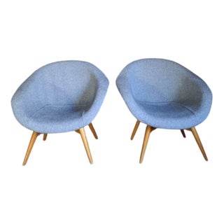 Vintage Lounge Chairs in Fabric, Set of 2 For Sale