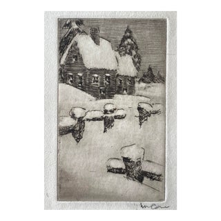William Corn Winter Landscape Etching For Sale
