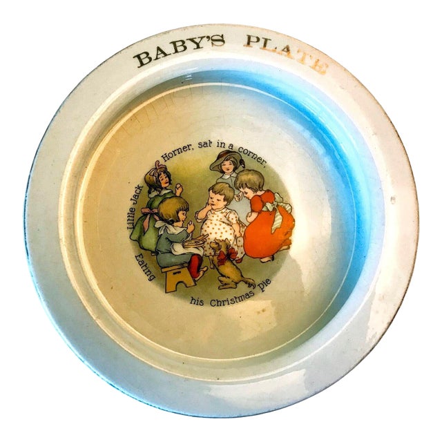 Vintage Wellsville China Baby Plate | Little Jack Horner Rhyme For Sale