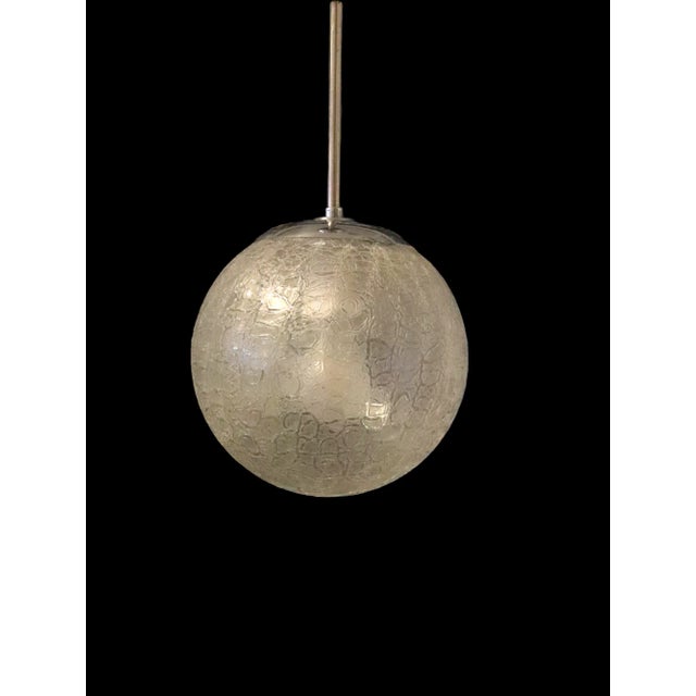 Silver Ceiling Pendant with Cracked Glass Dome, 1930s For Sale - Image 8 of 13