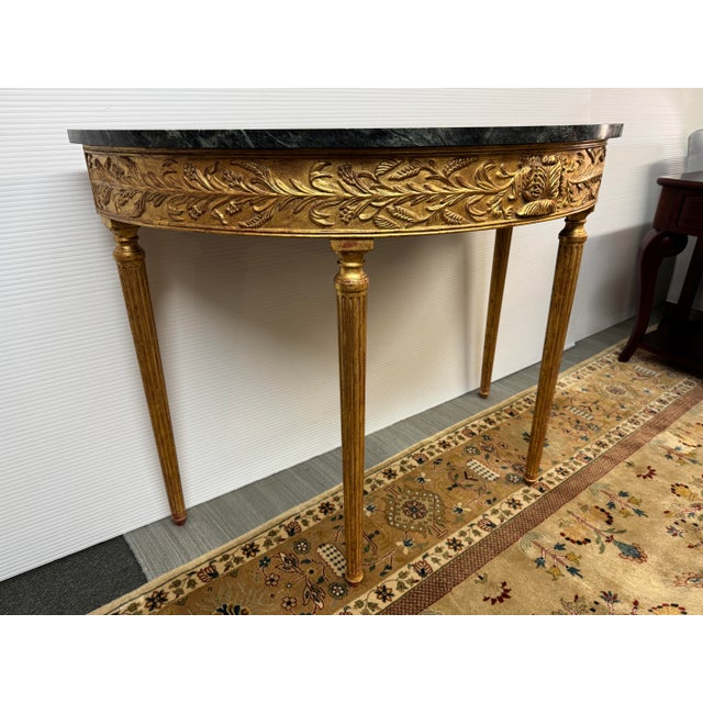 Traditional Burton Ching Giltwood Console Table With Marble Top For Sale - Image 3 of 12