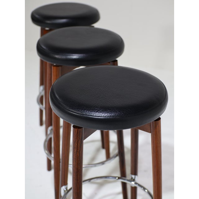 Vintage Danish Barstools in Rosewood and Chrome by Hugo Frandsen for Spøttrup, 1960s, Set of 5 For Sale - Image 6 of 10