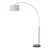 1960s Scallop 92" Arc Floor Lamp, Modern Black Nickel, Black Marble Base, White Linen Shade, Dimmable, Led Bulb Included For Sale