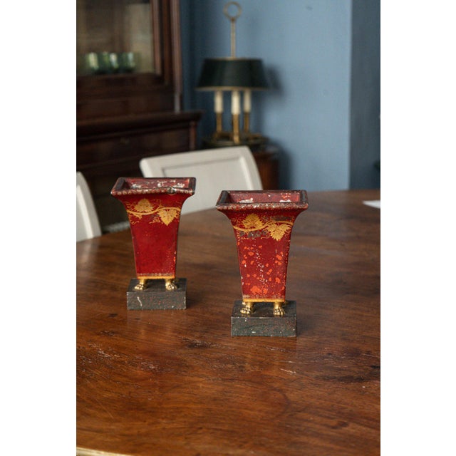Enamelled Metal Flower Holders, France, 19th Century, Set of 2 For Sale - Image 9 of 9