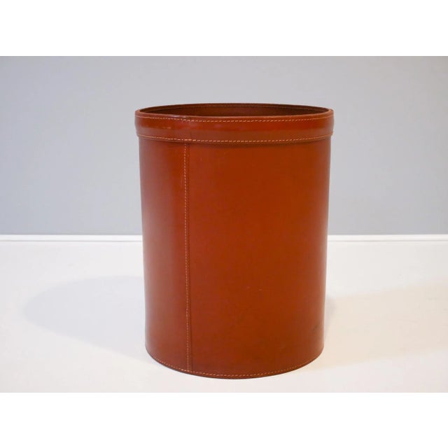 Swedish Leather Paper Basket, 1960s For Sale - Image 6 of 6