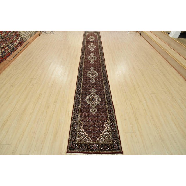 Farmhouse Tabriz Mahi Runner 2’6” X 16′ Red Wool Traditional Hand-Knotted Oriental Rug For Sale - Image 3 of 13