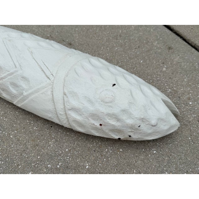 Vintage Hand-Carved Coastal Folk Art Fish Wall Sculpture For Sale - Image 12 of 12