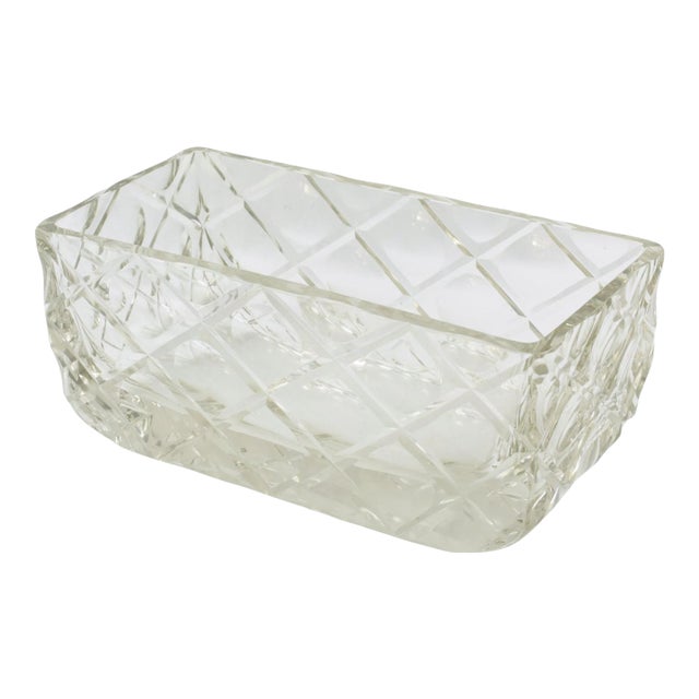 Art Deco Etched Crystal Centerpiece Decorative Bowl, France 1930s For Sale