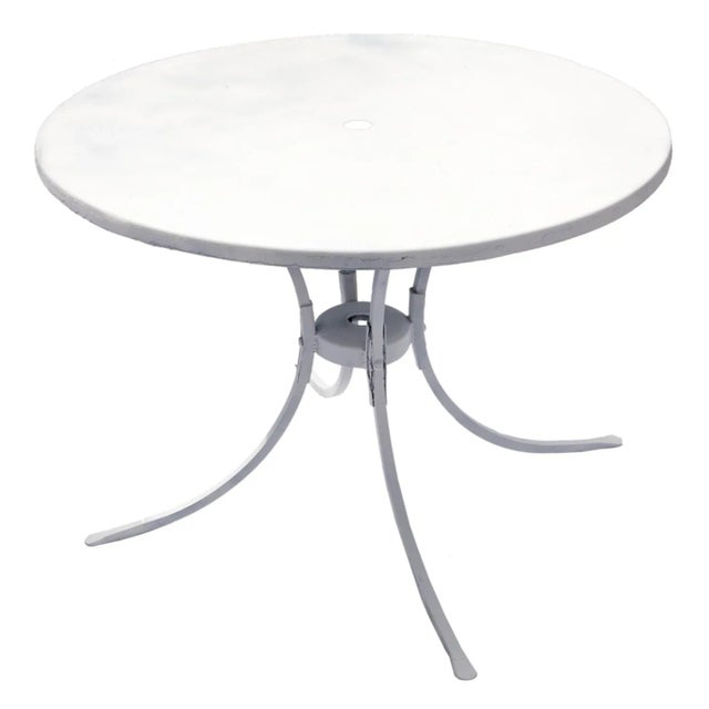 1950s 1950s Round White Metal Outdoor Patio Table For Sale - Image 5 of 5