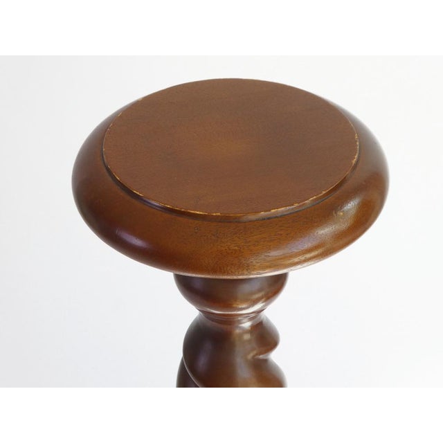 Brown Vintage Wooden Barley Twist Pedestal Plant Stand, 1950s For Sale - Image 8 of 11