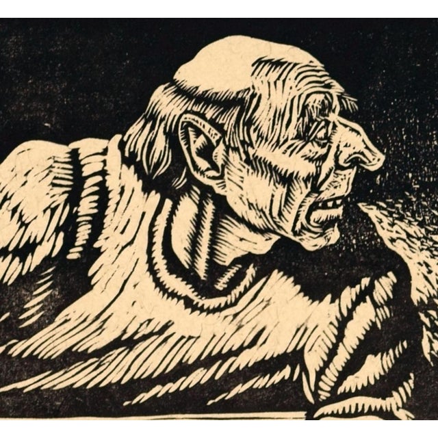 Rudolf Nehmer (1912 Bobersberg - 1983 Dresden), Greed, 1948. Woodcut on yellowish wove paper, 12.5 cm x 17.5 cm (image),...