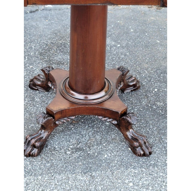 19th Century Mahogany Empire Drop Leaf End Table Hand Carved For Sale - Image 9 of 11