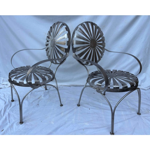 Chrome-Style Chairs Attributed to Francois Carre - Set of 2 For Sale - Image 9 of 9