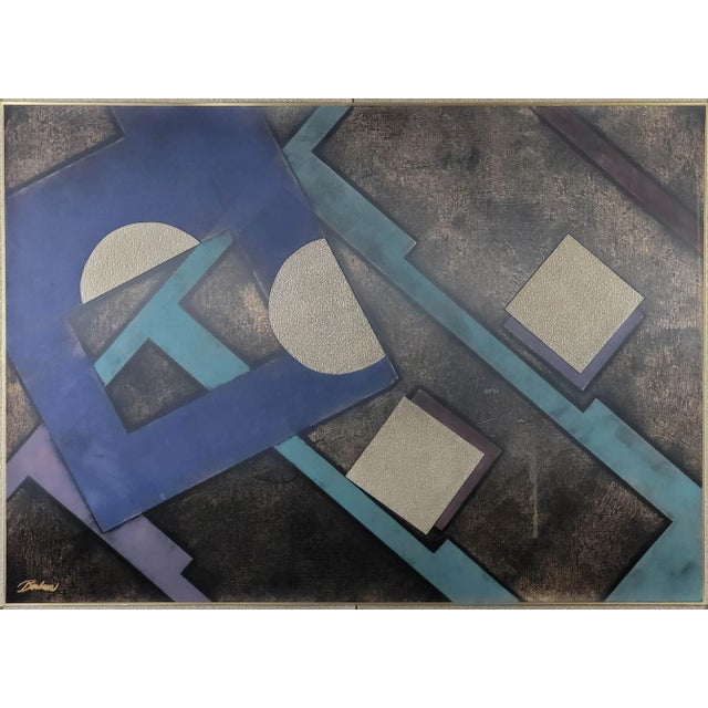 "Academia Two" by Badini — Framed Mixed-Media Abstract, Late 20th Century For Sale In West Palm - Image 6 of 13