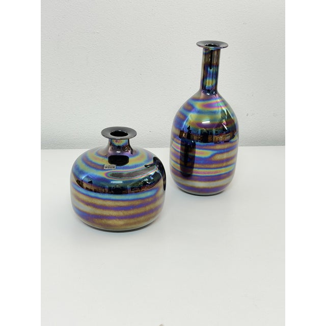 Iridescent Murano Glass Vases by Nason & Moretti, 1960, Set of 2 For Sale - Image 11 of 11