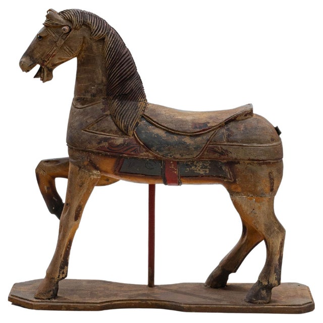 1920s French Hand-Carved Wooden Carousel Horse For Sale - Image 15 of 18