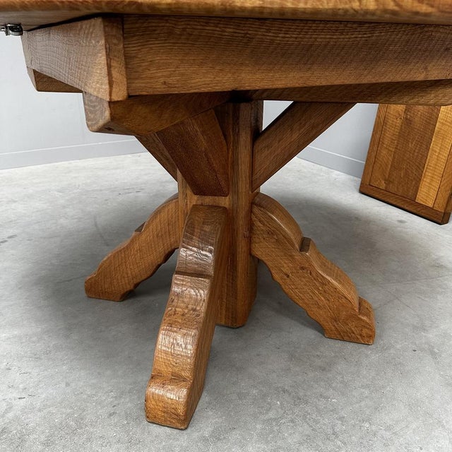 Vintage Extendable Dining Table in Oak from De Puydt, Belgium, 1970s For Sale - Image 10 of 12