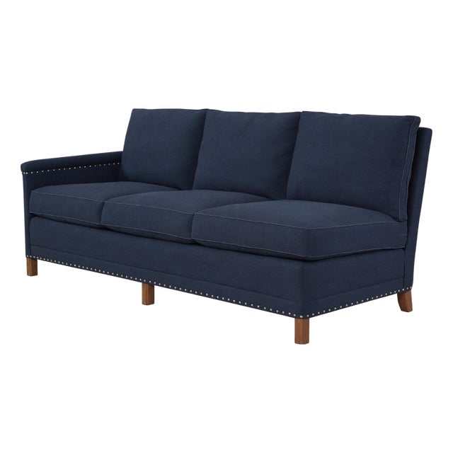Lee Industries One-Armed Sofa (1935-18lf )- Vienna Blue - Excellent Condition For Sale