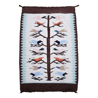 Vintage Native American Navajo Rug, Handwoven Wool, Tree of Life Pattern, 2x3 For Sale