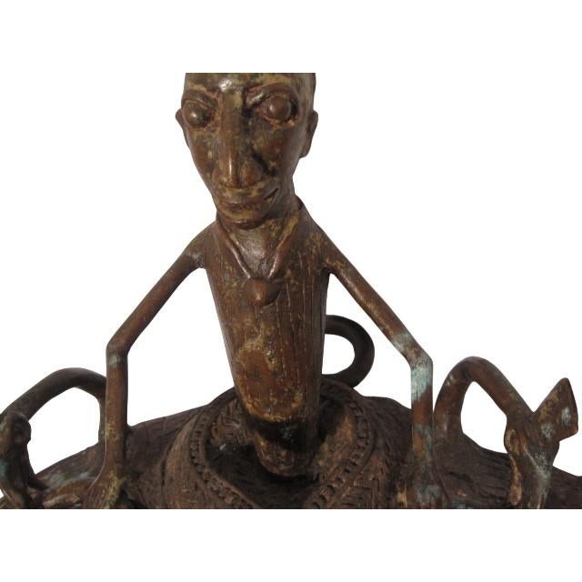 Early 20th Century Bronze Ceremonial Mask From Grassfields Region of Cameroon For Sale - Image 5 of 6