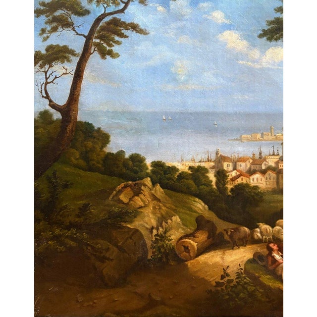 Renaissance French School, 19th century - Mediterranean landscape, view of Sète, painting on canvas For Sale - Image 3 of 4
