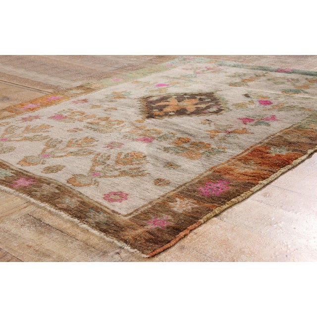 Beige Vintage Turkish Tulu Rug, 04'03 X 05'03 For Sale - Image 8 of 10