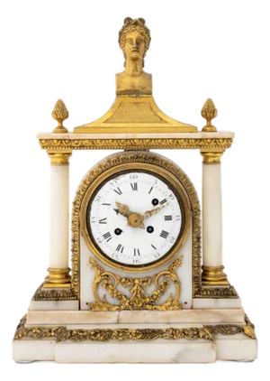 Louis XVI Gilt Bronze and Marble Mantel Clock