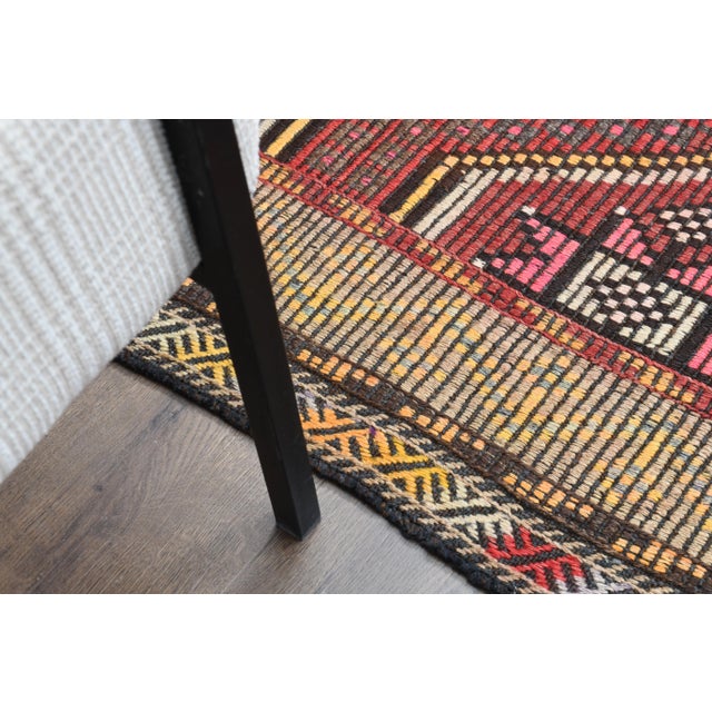 Red Vintage Turkish Oushak Handmade Wool Cotton Red Area Rug For Sale - Image 8 of 12