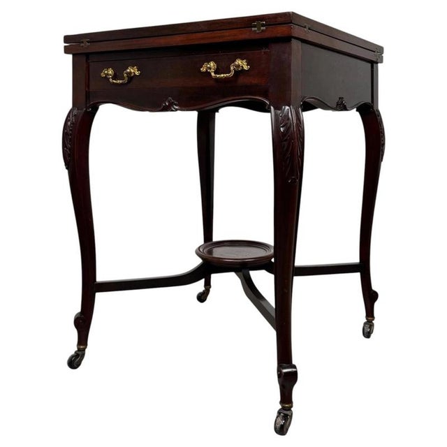 20th Century English Mahogany Envelope Card Table, 1890s For Sale - Image 4 of 13