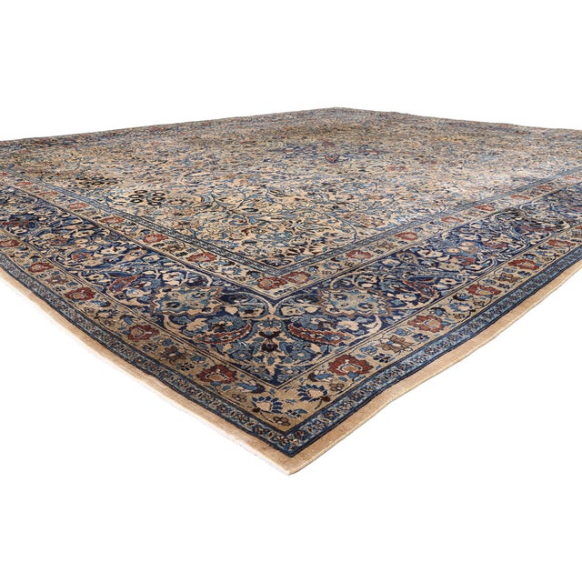 79640 Antique Persian Mashhad Rug, 12'09 x 14'11. The Sovereign's Garden: An Antique Persian Mashhad Masterpiece of Quiet...