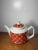 Mid-Century Modern Vintage Floral Teapot Red White Porcelain | Mid Century Style Tea Pot For Sale - Image 3 of 14