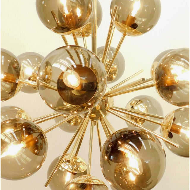 Not Yet Made - Made To Order 21st Century Diciotto Polished Brass Smoky Murano Sputnik Chandelier by Fabio LTD For Sale - Image 5 of 5