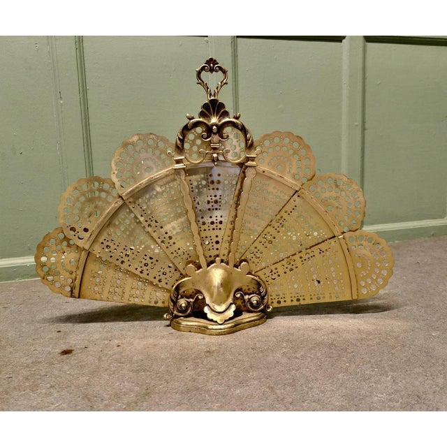 French Folding Brass Fire Screen, 1930 For Sale - Image 4 of 6