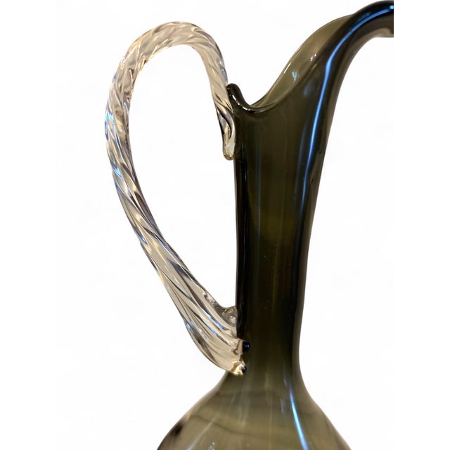 Classical Roman Vintage Murano Attributed Glass Carafe For Sale - Image 3 of 4