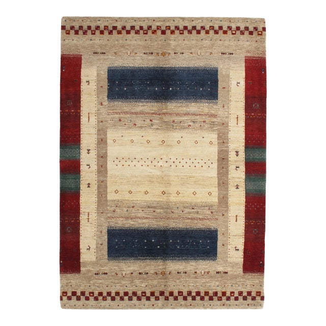 Vintage Hand-Knotted Gabbeh Rug 5'7" X 8'0" For Sale