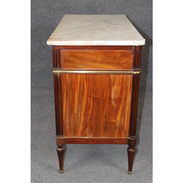 Brown Antique 19th Century French Louis XVI Style Bronze Mounted Marble Top Commode For Sale - Image 8 of 16