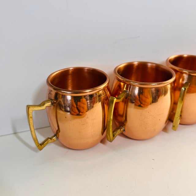 Mid-Century Modern Vintage Miniature Copper Mugs Set/4 For Sale - Image 3 of 6
