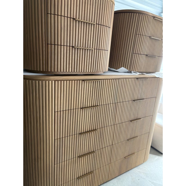 Restoration Hardware Rh (Restoration Hardware) Byron 10 Drawer Dresser Light Oak / Brass For Sale - Image 4 of 6