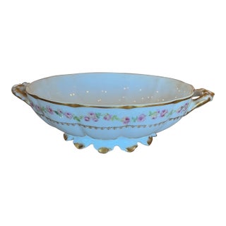 Early 20th Century Haviland Limoges Hand Painted Footed Bowl With Handles For Sale
