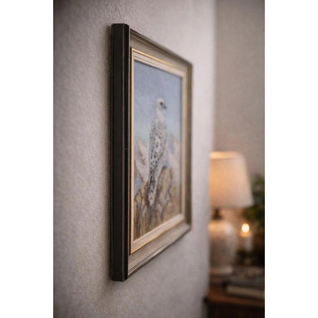 Snowy Falcon Wildlife, 1993, Oil on Canvas, Framed For Sale - Image 4 of 8