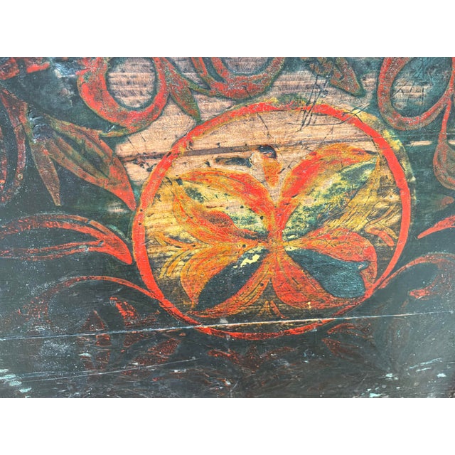 Antique Afghan / Nuristani Folk Art Chair, Hand-Painted Polychrome Wood & Woven Seat For Sale - Image 6 of 12