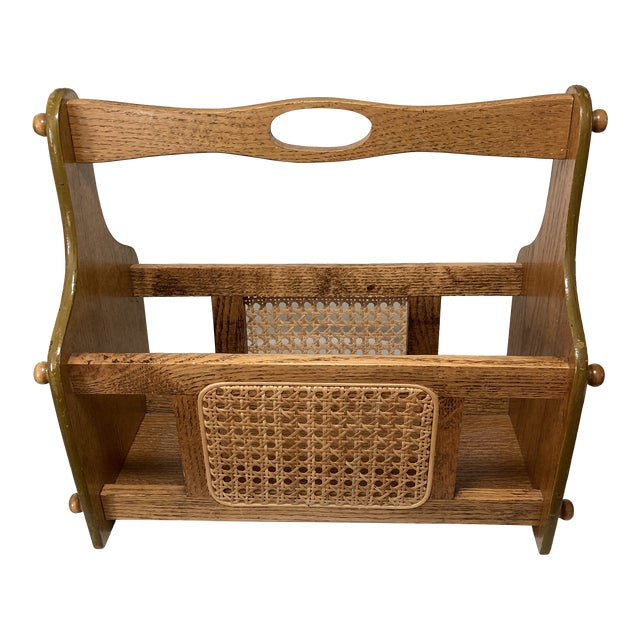 Vintage Wooden Cane Magazine Record Holder Rack Chairish