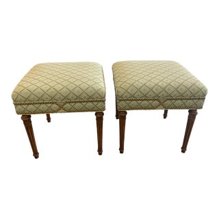 1960s Pair of Vintage Green Ottomans For Sale