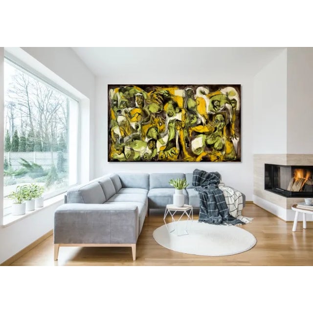 Large 84" Original Signed "Yoga Time" Painting by Laurent Proneur For Sale - Image 12 of 12