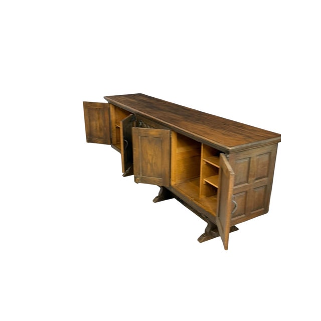 Vintage Rustic Brown Oak Credenza, 1950 For Sale - Image 10 of 11