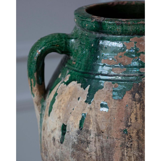 19th Century Balkan Terracotta Jar with Green Drip Glaze For Sale - Image 9 of 10
